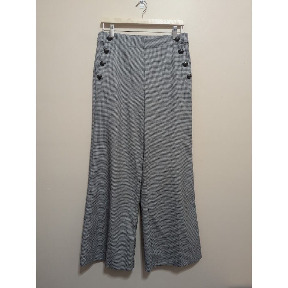 LOFT Black White Checkered Straight Leg Dress Pant Trouser Size 6 - Picture 1 of 6